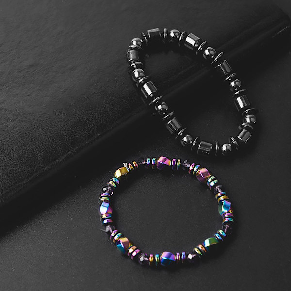 2 st Magnetiska Armband, Unisex Snygg Hälsovård Svart Sten för Viktminskning, Presenter till Vänner