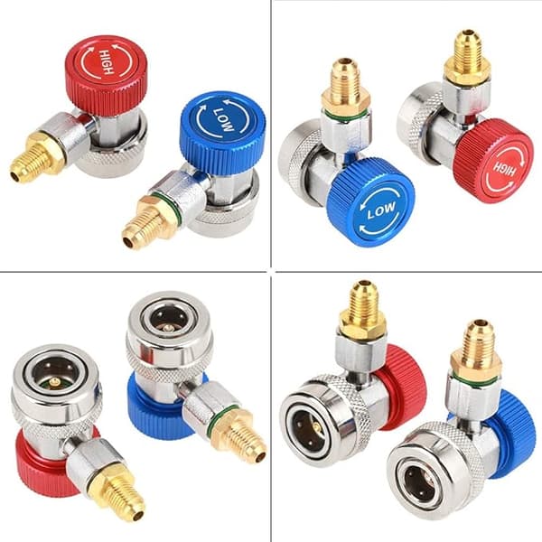 R134 A/C Låg/Hög Justerbar Snabbkoppling Luftkonditionering Koppling Adapter med Lock för Ventilåtkomst System