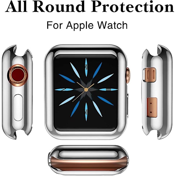 Kompatibel med Apple Watch Case 40mm Series 5 Series 6, SE, Ultratyndt All Around TPU Beskyttelsescover til iWatch Case Series 4 40mm, 3 stk. Sort/Si