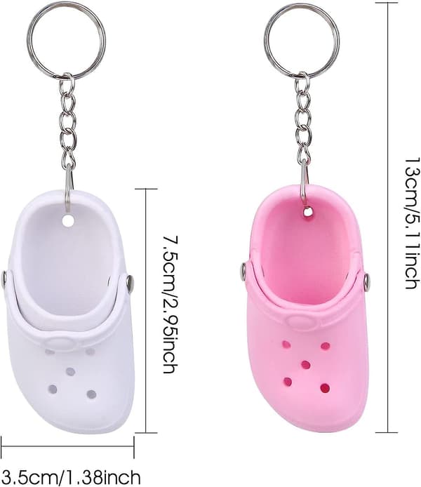 2 st Mini Sko Nyckelring, Söt Mini Nyckelring, Nyhet Multiuse Nyckelring Silikon Pink white