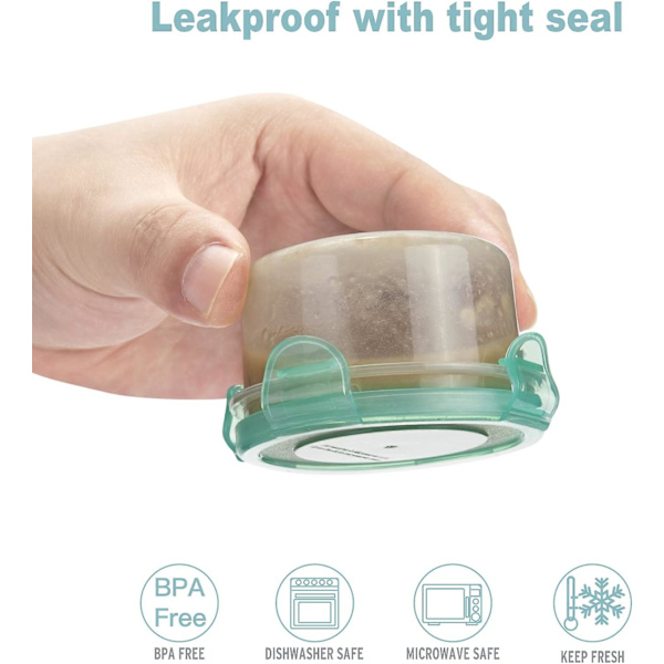 Sett med 6 krydderbeholdere med lufttette, lekkasjesikre lokk - 80 ml salatdressingbeholdere