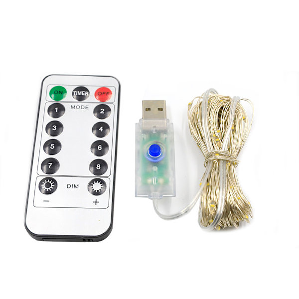 300 LED Vinduesgardin Lys, Fe Twinkle Lys med 8 Tilstande, USB Drevet Hængende Lys med Fjernbetjening til Jule Soveværelse 3M x 3M Multicolor