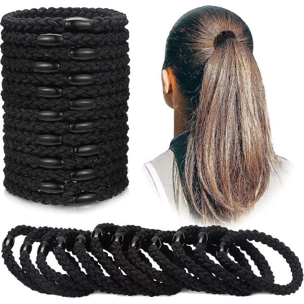12 st bomullshårband flätade hårband elastiska hårband rep flätade Black