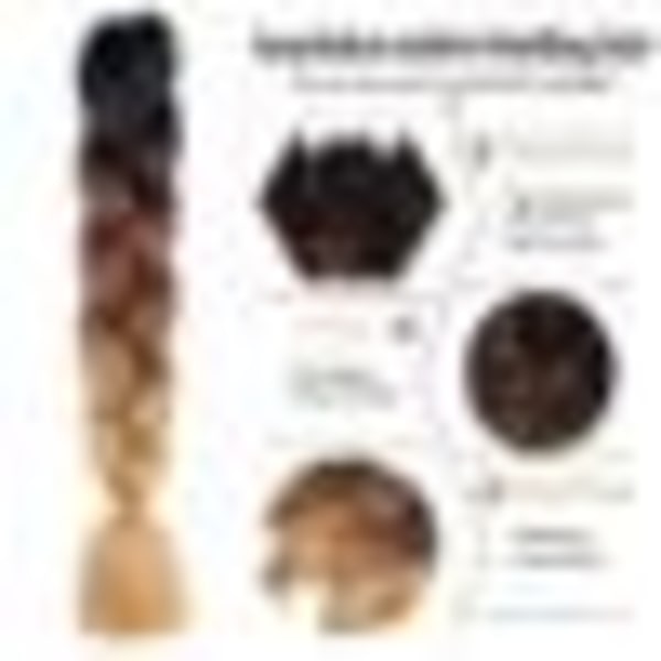 3 nippua valmiiksi venytettyjä punontahiuksia, jumbo-virkkuukoukkuletit, 60 cm pitkät värikkäät letit, box braids -virkkuukoukkuletit F