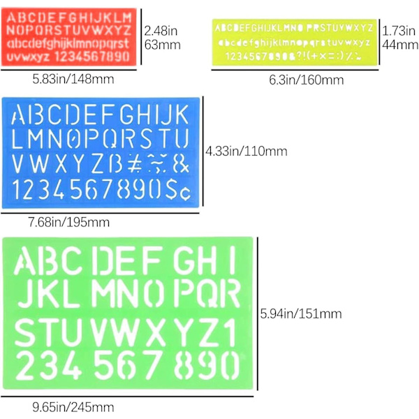 4 st Alphabet Bokstavmallar - DIY Målningsmall
