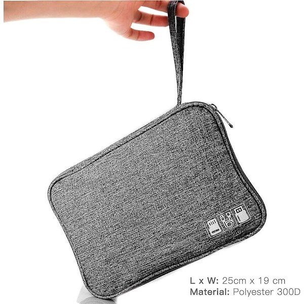 Elektronisk tilbehør organiseringsveske, reise kabelorganiseringsveske, universell bæreveske for USB-kabel, SD-kort, lader, harddisk (b