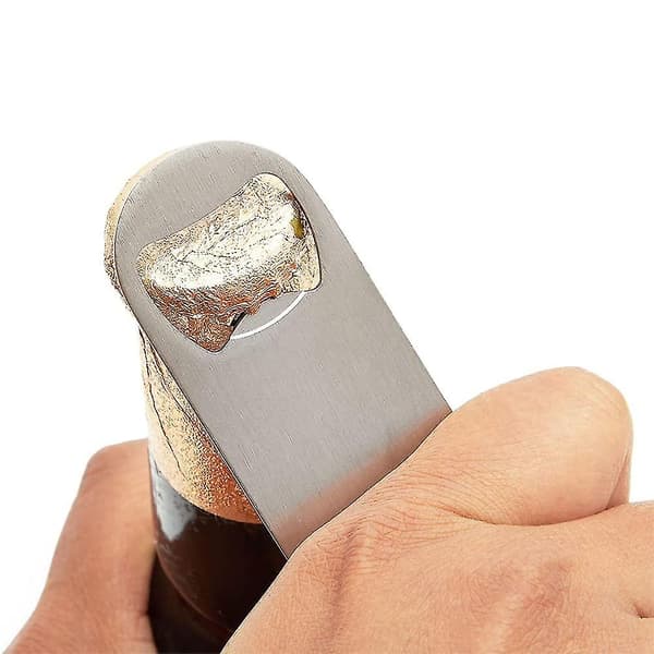 Flat flaskeåpner i rustfritt stål, bartenderflaskeåpner for bar, enkel og Stainless steel