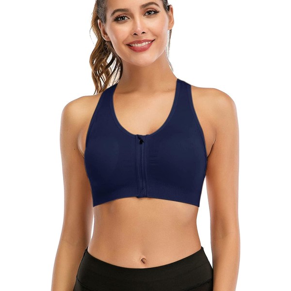 Zip Front Sport-BH Postkirurgi BH Yoga BH Träning Fitness Aktivkläder Vadderade BH:ar