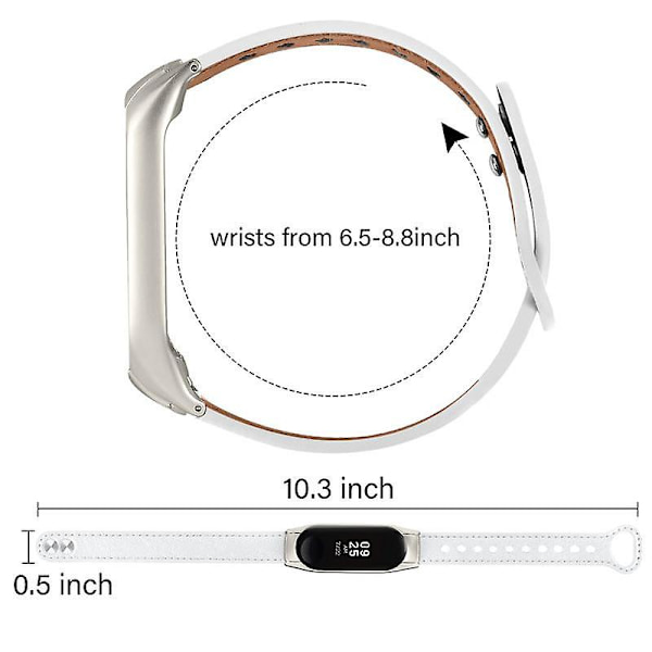 Läderersättningsrem för Samsung Galaxy Fit-e SM-R375 Dubbel tryckknapp med silverklockfodral White