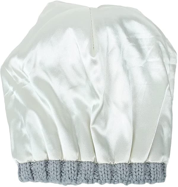 Kvinnors stickade mössa med satin foder Pom Pom vinter varm mössa Bobble hatt
