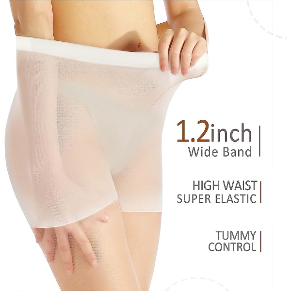 3 par Tummy Control Tights för kvinnor, svart, hudfärgad, 20 Denier Control Top Sexy White M