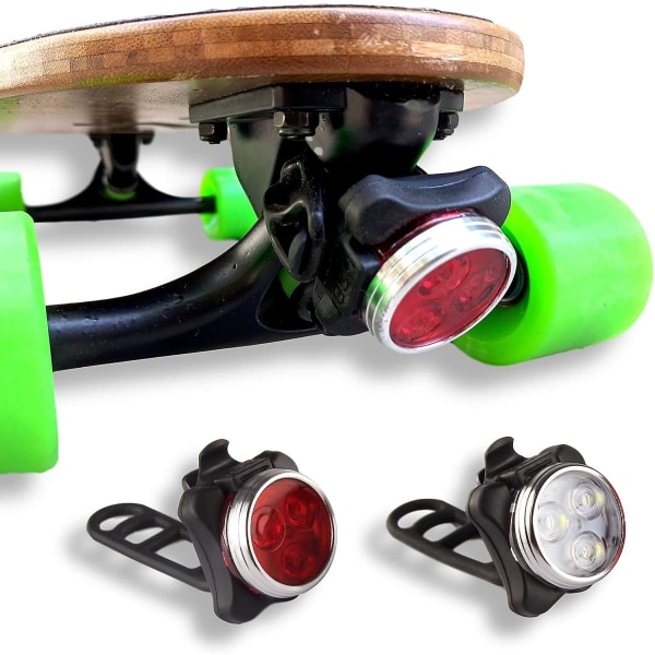 Led Skateboard Lights - Led Longboard Lights Fram och bak USB Uppladdningsbar. Idealisk elektrisk skateboardbelysningssats. 2 USB kablar och 2 remmar ingår.