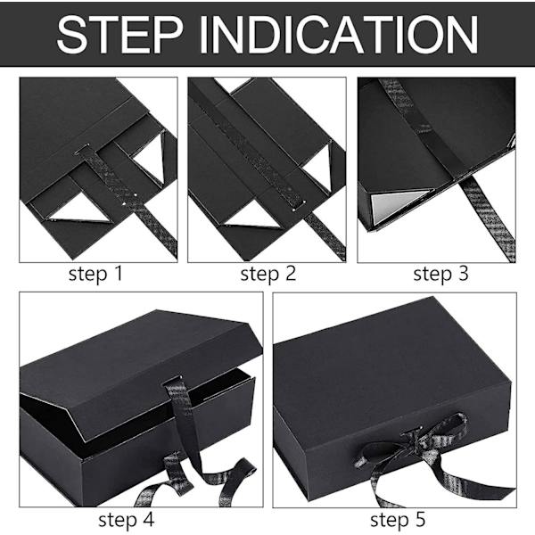Presentförpackning med lock - 21 x 17 x 7 cm Magnetisk återanvändbar låda för bröllop