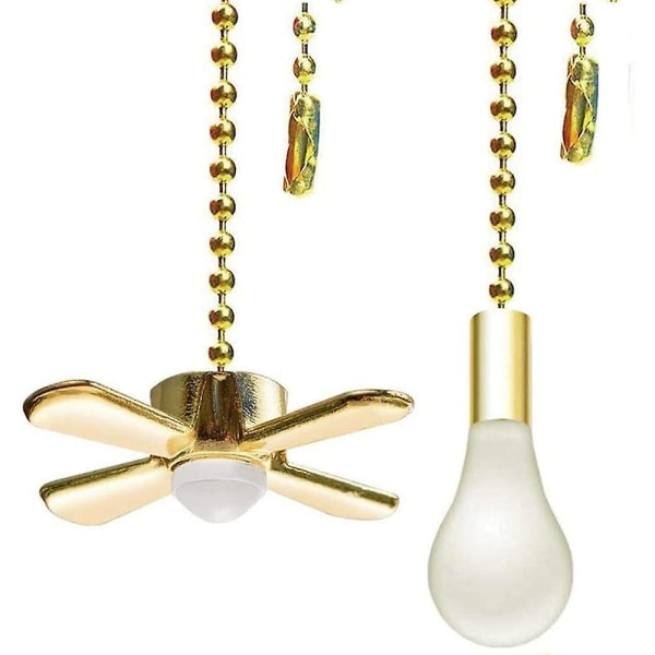 Dekorativa förlängningskedjor för takfläkt med dekorativ glödlampa och fläktkabel 13,6 tum fläktkedjeset för taklampa fläkt Ch Pull Chain (Gold)