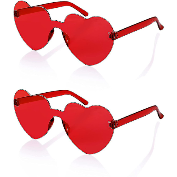 2 Pak Rimløse Hjerteformede Solbriller Kvinder Ét Stykke Transparent Trendy Kærlighed style10