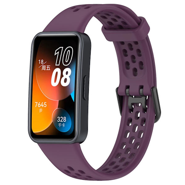 Blød Silikone Åndbar Udskiftningsrem til Huawei Band 8 Dark Purple