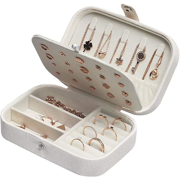 Gliving Smykkeskrin Organizer - Rejse Smykkeopbevaringsæske Til Ringe Øreringe Halskæde Armbånd Pu Læder Smykke Gaveæske Til Piger Kvinder