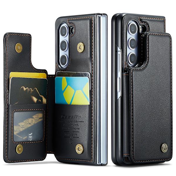 Z Fold 5 Fodral, Plånbok Läder Stativ Stötsäkert Fodral Kompatibel Samsung Galaxy Z Fold 5 Med Med Kortfack & Rfid-Blockering Black For Galaxy Z Fold 5