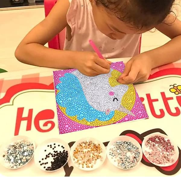 2-pack DIY Mosaikpysselset Enkla 5D Diamantmålning Set för Barn/Barn, Full Borrning Målning efter Nummer Set