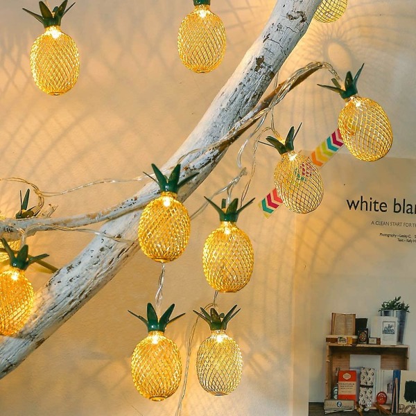 1 förpackning ananas LED-slingljus 9,8 fot 30 LED batteridrivna ljusslingor för alla hjärtans dag fest inomhus sovrumsdekoration (varmvit)