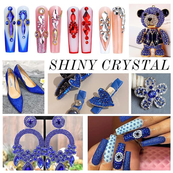Krystall Runde Neglekunst Flat Backs Rhinestones Edelstener blue