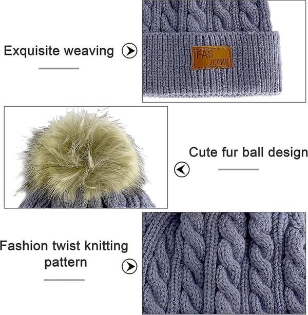 Barn Vinter Varma Mössa Halsduk Set 2-3 Delar Unisex Termisk Stickad Fluffig Present
