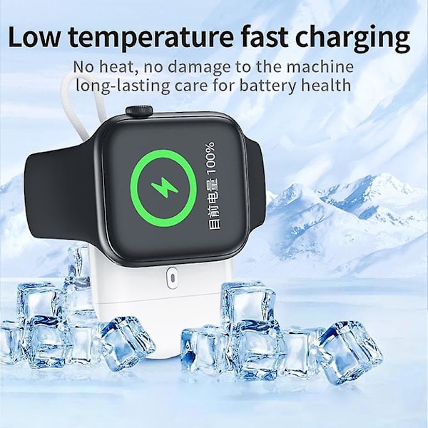 W01 Bærbar Trådløs Oplader til Apple Watch Power Bank Magnetisk Rejse Smart Watch Oplader White