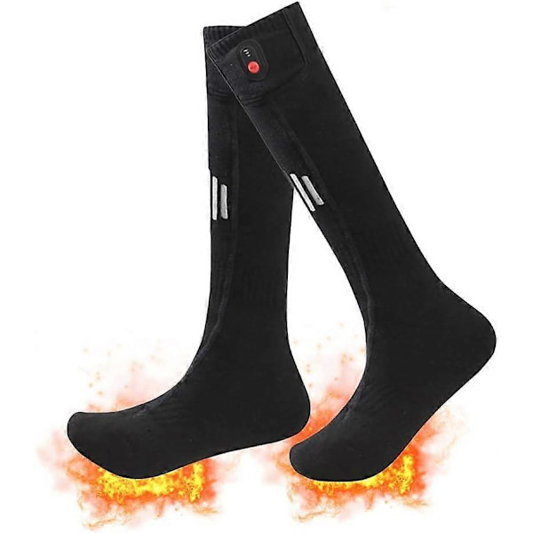 Mnsun Opvarmede Vinterstrømper - Vaskbare Opvarmede Skistrømper - Elektriske Opvarmede Bomuldsstrømper - Behageligt Varme Termostrømper til Mænd og Kvinder Hjemme Udendørs Black socks