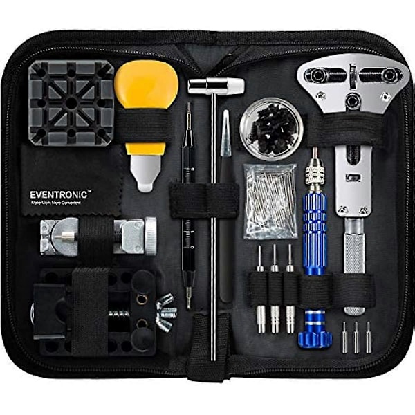 112-dels Urmakarkit Eventronic Professionell Fjäderstavsverktygssats Armband Länk Stift Verktygssats med Bärväska Black Classic Style