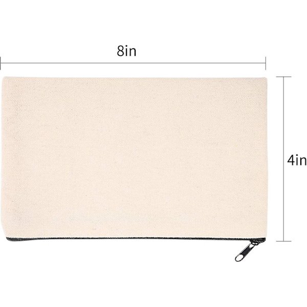 Canvas Glidelåsposer, tomme Sminkeposer DIY Håndverksposer Penal 10 pack