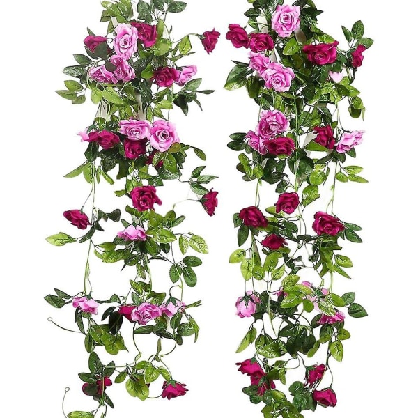 2 stk. 2,4 m Dobbel Farge Kunstig Rosekrans Ranker