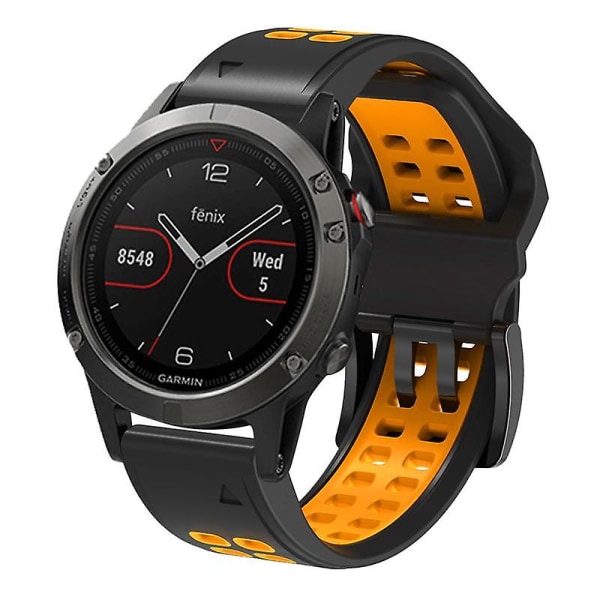 Mjukt sportarmband i silikon för Garmin Fenix 7/6/5, armband med snabbkoppling i två färger Black Orange