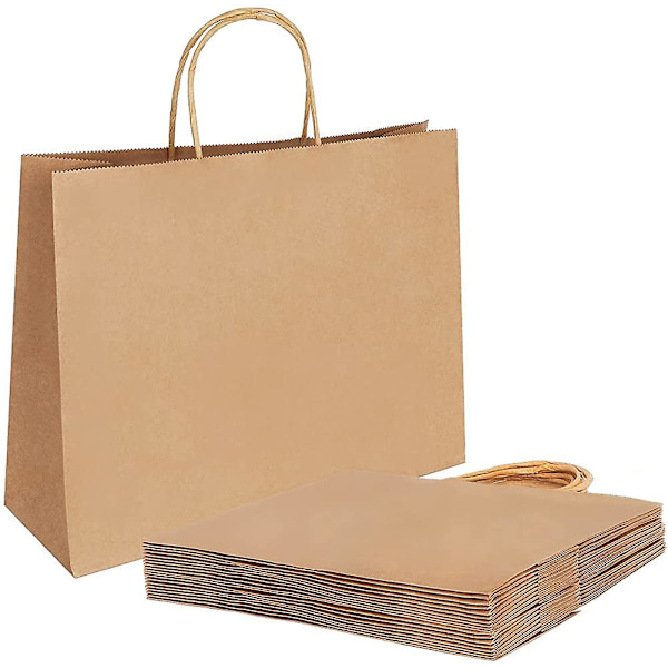 Gaveposer, 20 stk. Papirpose, Festpapirposer med håndtak, Brune papirposer