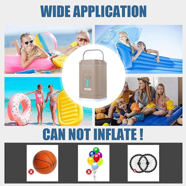 Elektrisk Luftpumpe 1200mAh Oppladbar Mini Inflator med 5 Dyser og LED-Lys Lett Innendørs Utendørs Bærbar Luftpumpe for Vakuumoppbevaringsposer