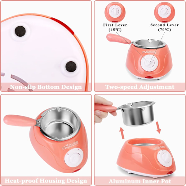 Smältande Fondue Set, MINI Elektrisk Choklad Smältgryta, Choklad Fondue Fontän, Värmare för Mjölkchoklad, Ost, Smör, Godis (Rosa)
