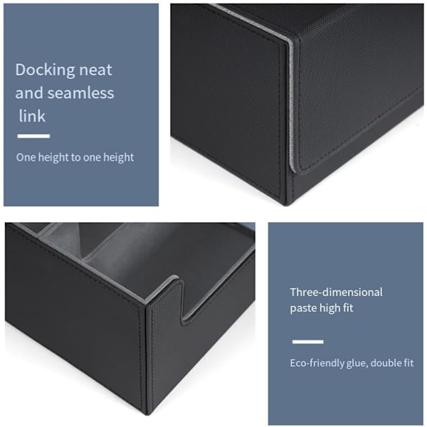 Beausoleil 1-delt magnetisk kortopbevaringsboks Top Side-Loading Deck Case Spilkortboks Sort+Grå