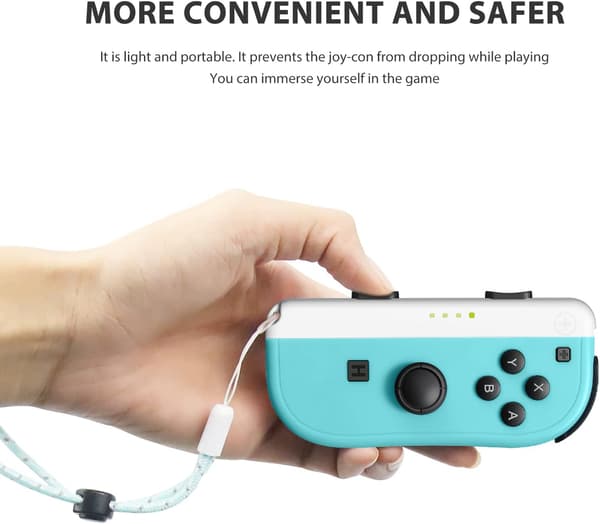 Tenvoonl Joycon Stropper, erstatning for Switch Joycon-strop, justerbar Joycon håndledsstrop 2-pak (hvid) White