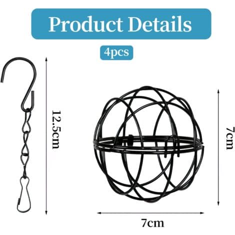 Diameter: 7 cm - 4 foderautomater - til fedtkugler - med S-krog