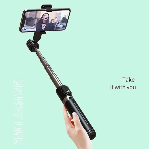 1,1 m förlängning Selfie Stick Telefonklämma Hållare Trådlös fjärrkontrollerad fotograferingsstativ Pink