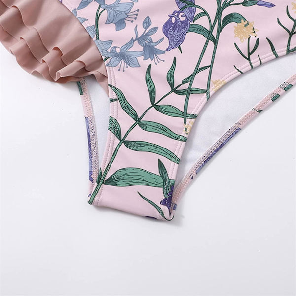 Baddräkt i ett stycke för kvinnor, smal retrotryckt XL 05 Pink