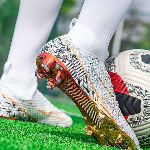 Herre Atletisk Udendørs Indendørs Komfortable Fodboldsko Drenge Fodbold Studenter Støvler Sneaker Sko Højt Greb white EU44
