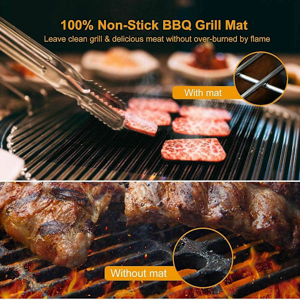 Bbq Grillnät, Återanvändbart Enkelt Grillnät, Bbq Grillnät, Grillnät, Bakmattor, Teflonnät Värmebeständigt Bbq Matnät För Grillning Matlagning,
