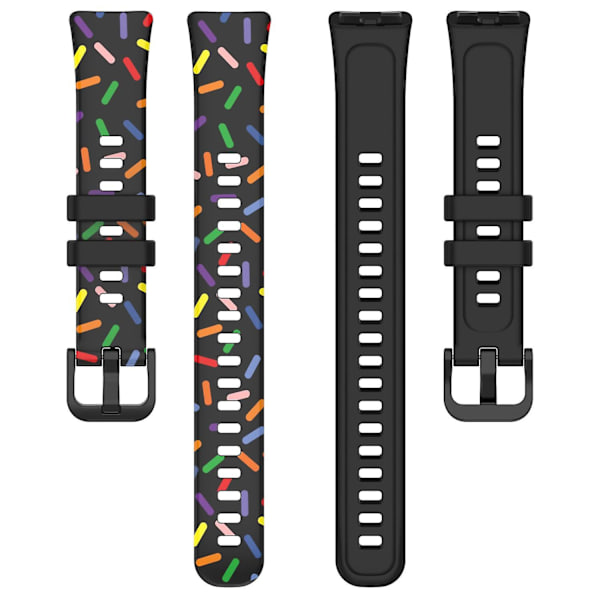 Til Huawei Band 8 Farverig Plettet Silikone Rem Udskiftning Urrem Black