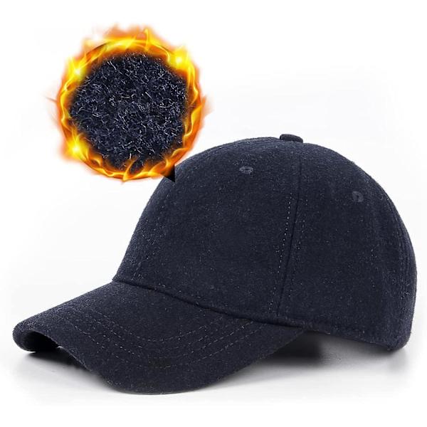 Xx-large Ull Vinter Baseball Caps Hatter Store Hoder Fleece Utendørs Caps Overdimensjonert Navy blue