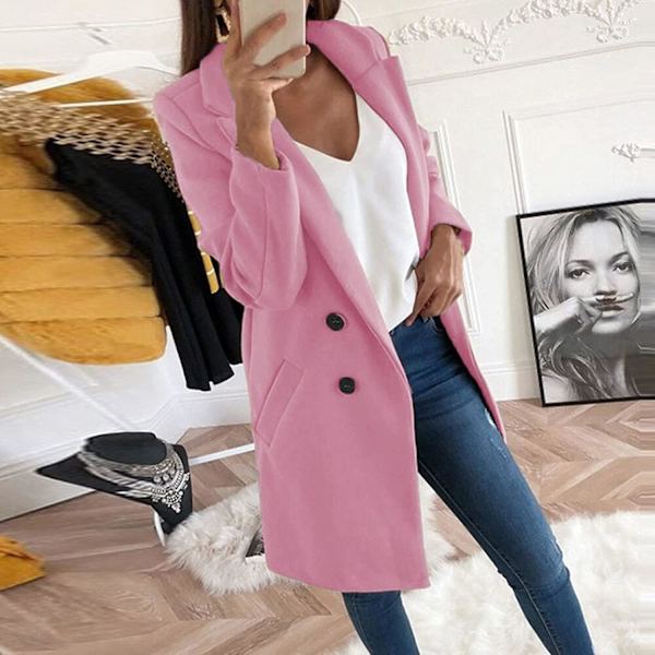 Elegant Womens Plus Size Warm Coat Cardigan Vinter Solid Långärmad Ytterplagg