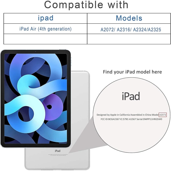Etui til Ipad Air 4 10,9 tommer [4. generation], hjørnebeskyttelse, visning i flere vinkler, penholder pink