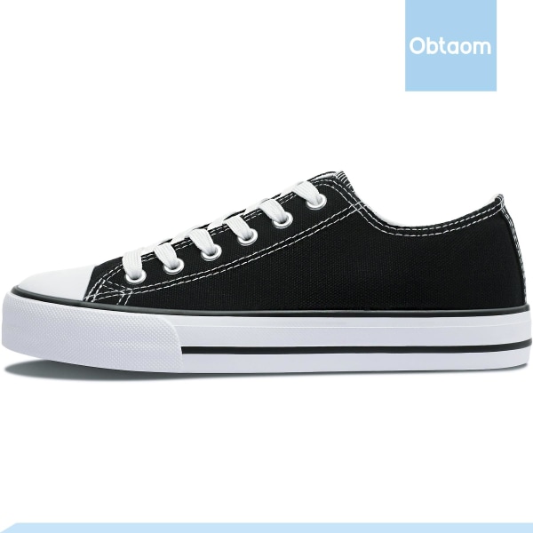 Dam Canvas Fashion Sneakers Söt Låg Topp Skor Bekväma Canvas Walking Flats För Dam black EU39