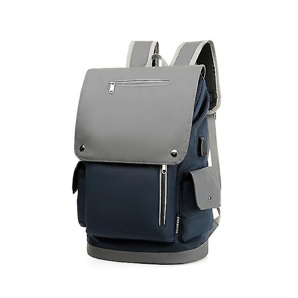 Herre Laptop Ryggsekk USB Lading Business Laptop Ryggsekk Skoleveske Blue