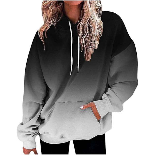 Sovetrøje Dame Casual Lomme Hættetrøje Langærmet Mode Reb Pullover Hættetrøje Top Ensfarvet Hættetrøje m14 a X Large