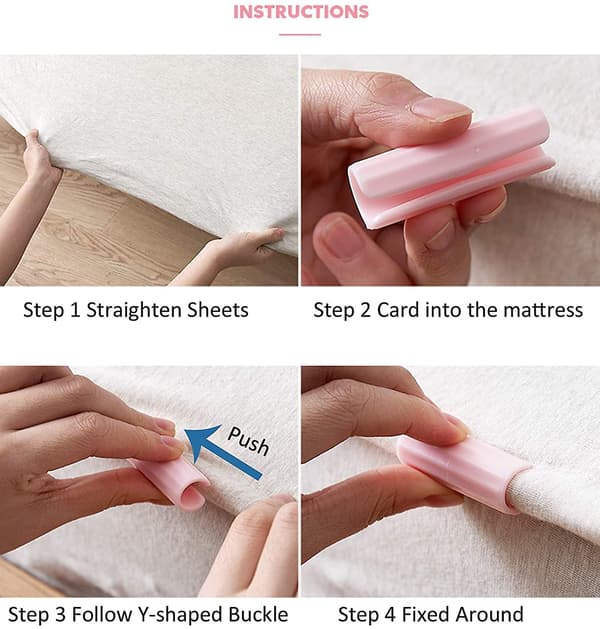 Sengesett-griper, Sengesett-holdere, Sengesett-klips, Hold Sengesett Pusselig 10 stk (rosa)